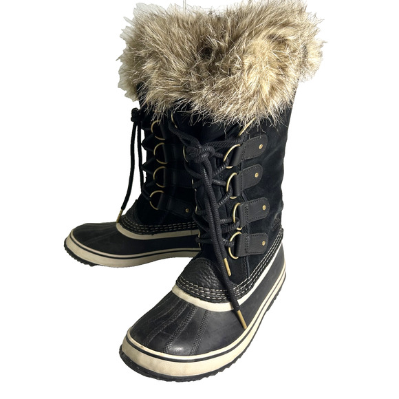 Sorel Joan of Arctic Fur Boots Women's 8 Waterproof Suede Winter Snow Aspen - Picture 1 of 11